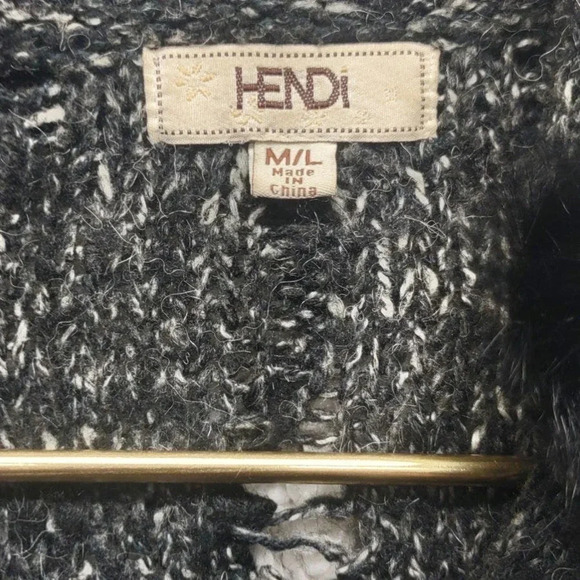 Vintage Hendi Ruffle Sweater Cardigan Faux Fur Trench Wool Belt - Picture 4 of 16